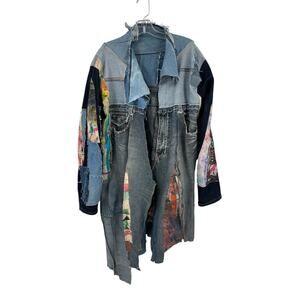 Y2K Laguna Beach Jean Co. Patchwork Jacket retro oversized loose distressed